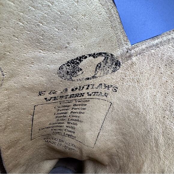 E & A Outlaws Western Wear Cowboy Brown Leather Strap Boots Women's Size 7 US - Picture 12 of 12